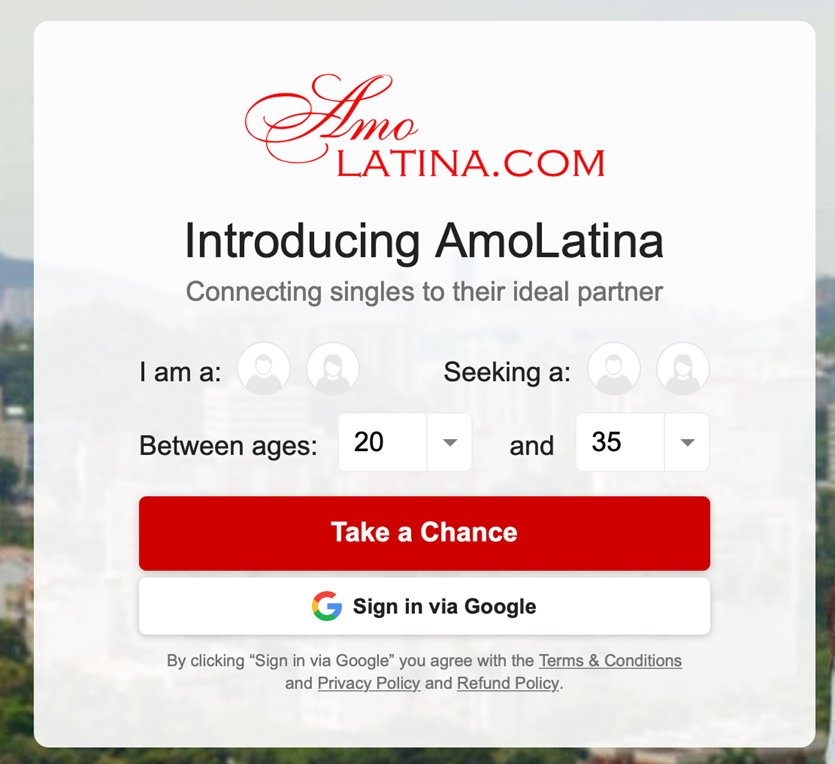 Sign in via Google on the AmoLatina login page